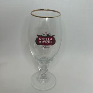 Stella Artois Belgium Draft  Ale Lager Beer 16 Ounces Red Gold Trimmed Glass